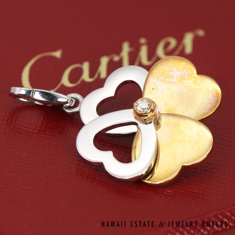 Cartier 18K Two-Tone Gold Four Leaf Clover Mobile Charm Pendant w