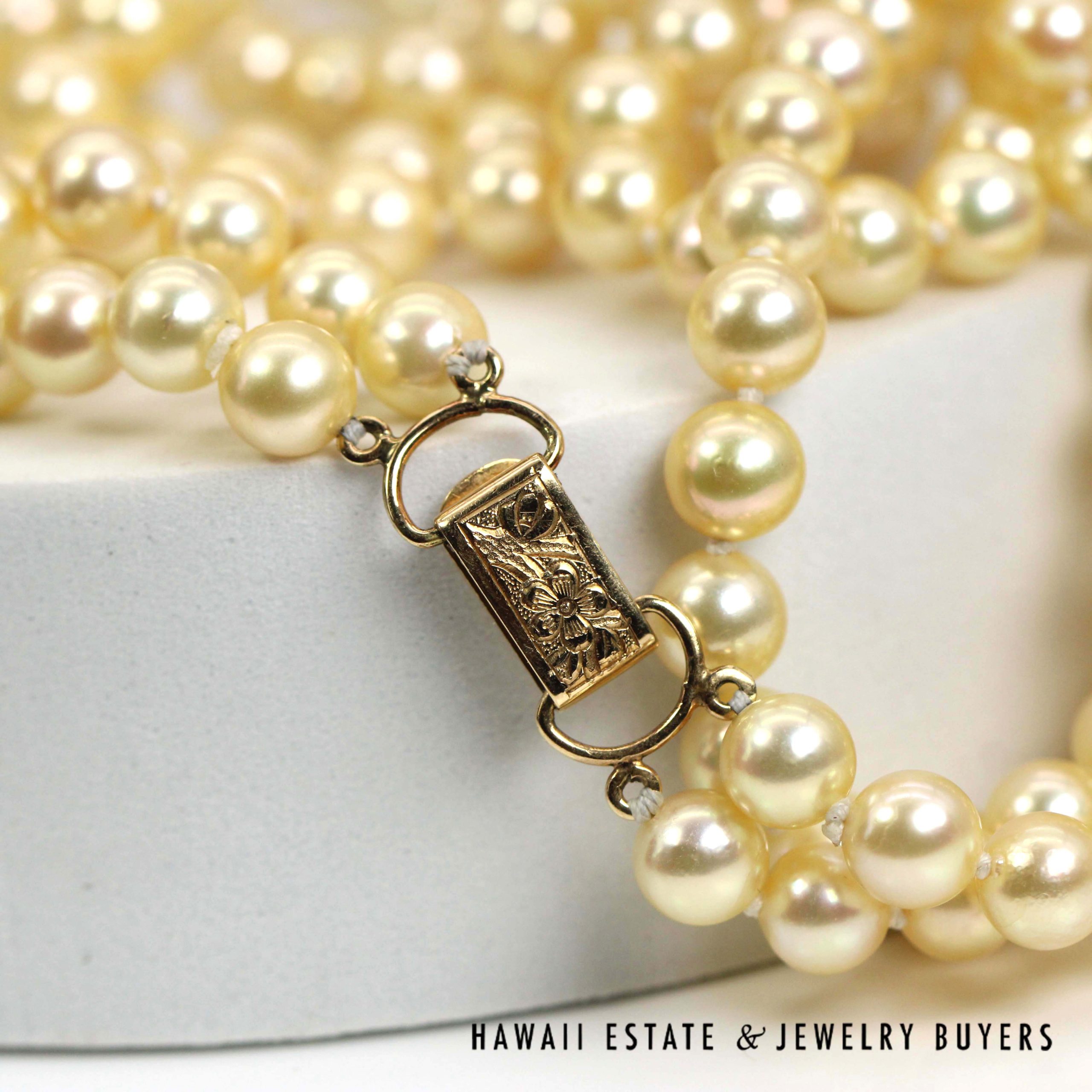 Ming's 6.5-7mm Cultured Pearl Double Strand 14k Yellow Gold Clasp Nekclace 24" and 26" - Image 8