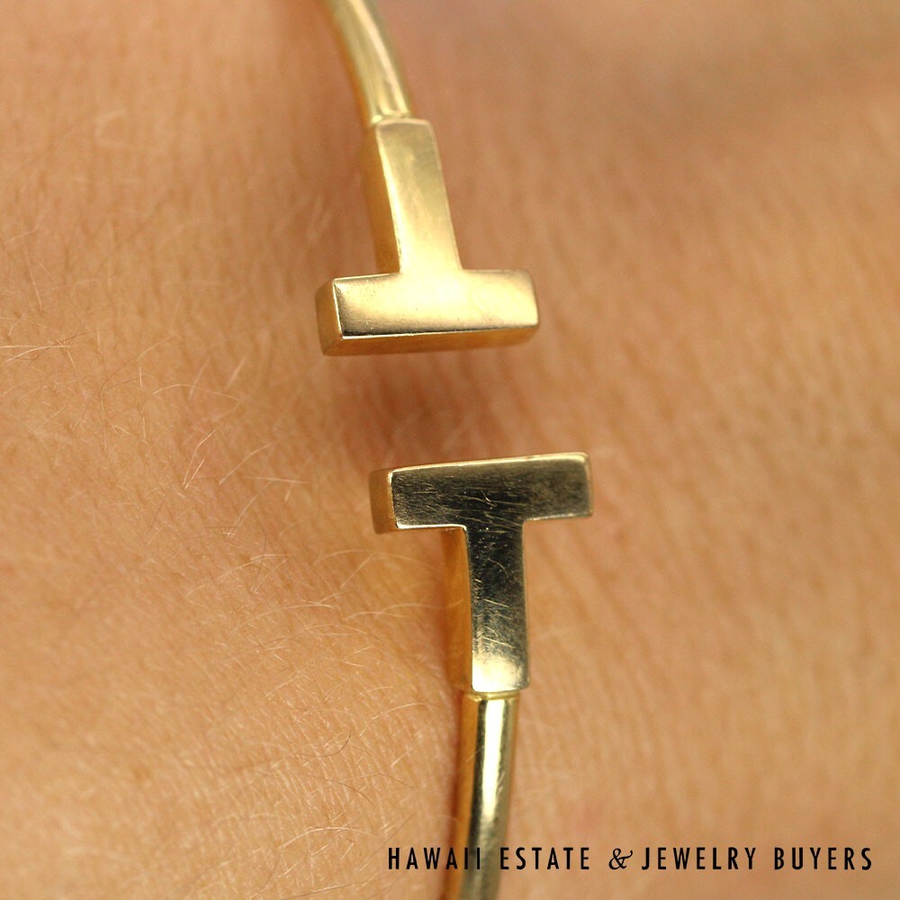 Tiffany & Co 18K Yellow Gold Tiffany T Wire Bracelet SIZE 5.75 w