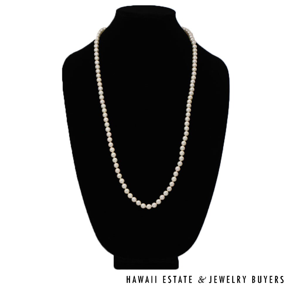 Ming's Hawaii 33" Cultured Pearl Necklace with 14K Yellow Gold Clasp #2477-04 - Image 6