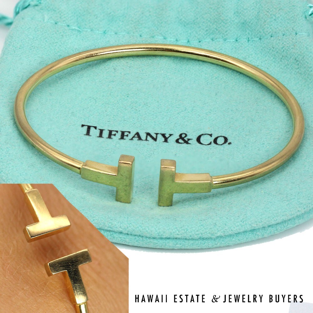 Tiffany & Co 18K Yellow Gold Tiffany T Wire Bracelet SIZE 5.75 w