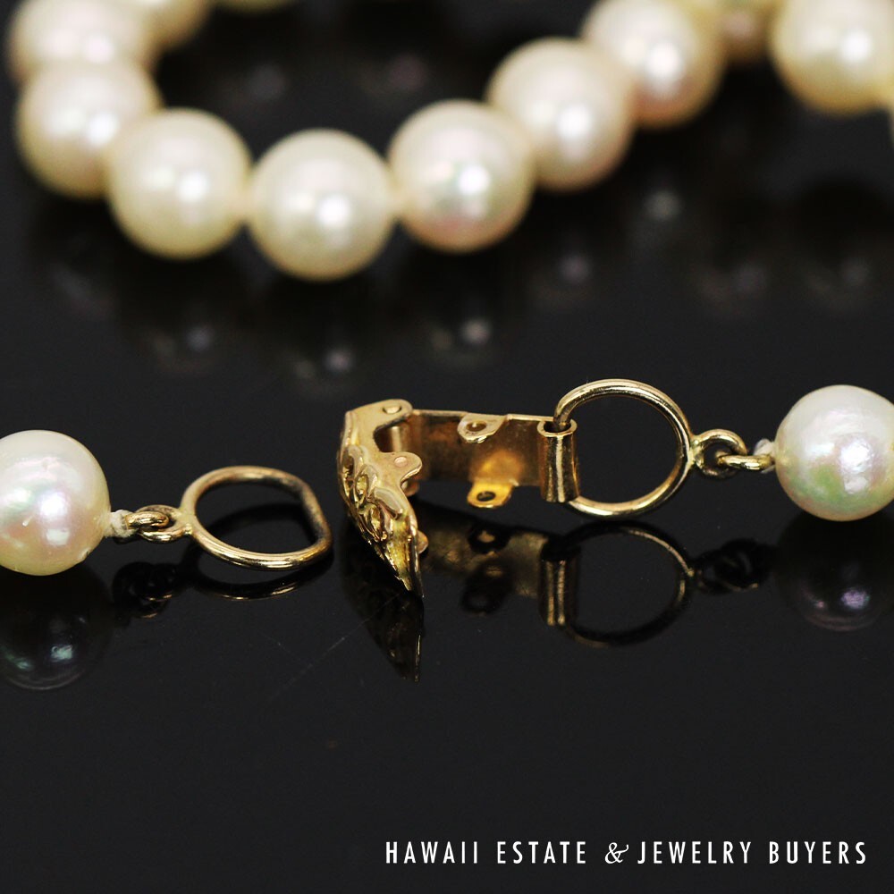 Ming's Hawaii 33" Cultured Pearl Necklace with 14K Yellow Gold Clasp #2477-04 - Image 3