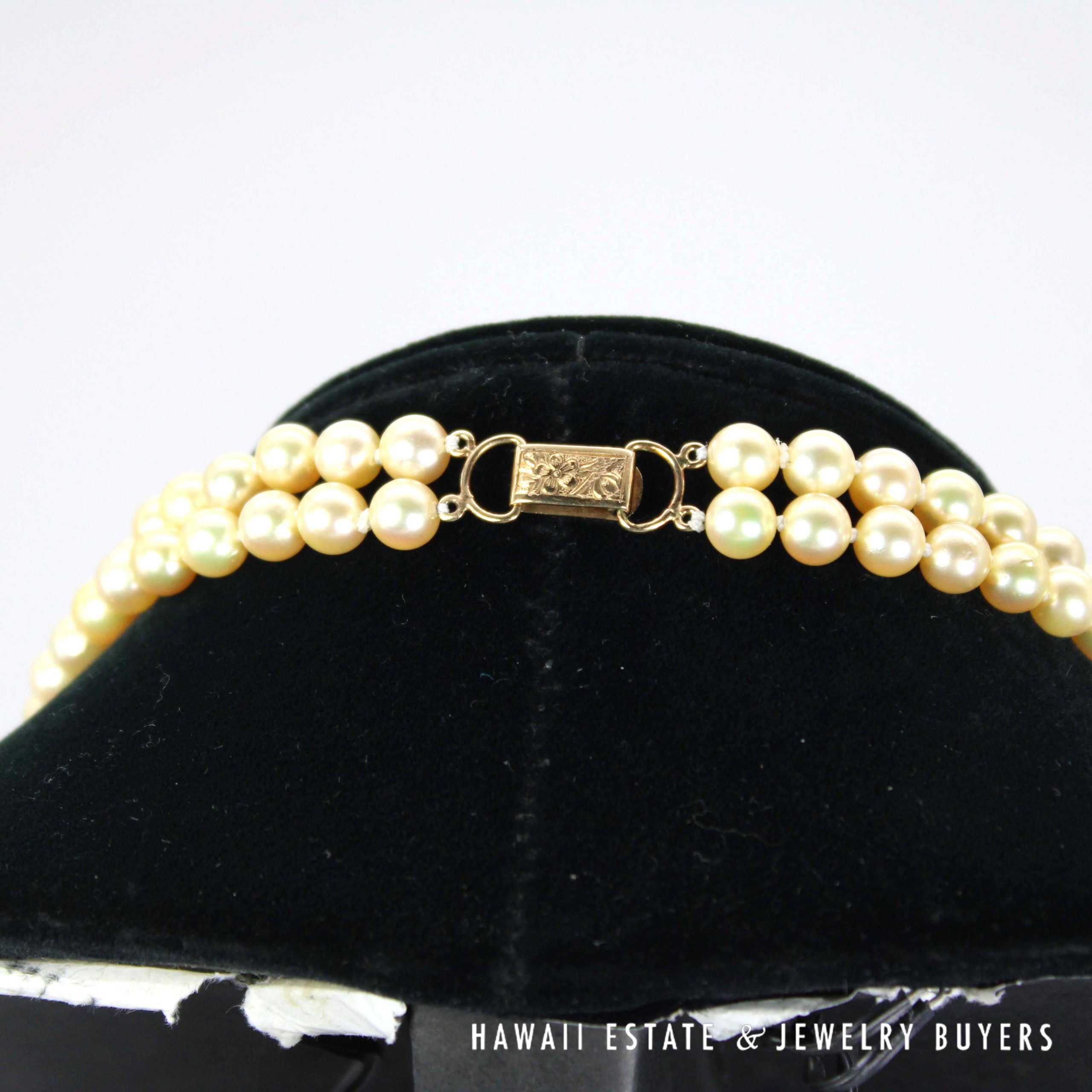Ming's 6.5-7mm Cultured Pearl Double Strand 14k Yellow Gold Clasp Nekclace 24" and 26" - Image 5