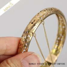 Ming's 9mm Bird in Plum 14K Yellow Gold Bracelet Size 6.5