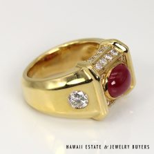 GIA Certified 18K Yellow Gold Ruby and Diamond Ring SIZE 6.5 #2035-01