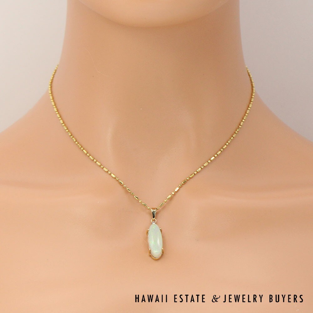 9K Yellow Gold Opal and Diamond Pendant # - Image 8