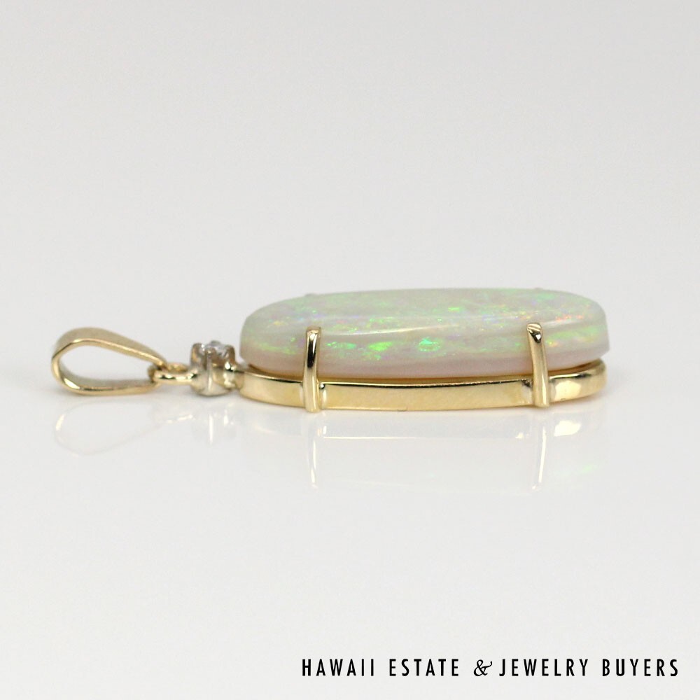9K Yellow Gold Opal and Diamond Pendant # - Image 4