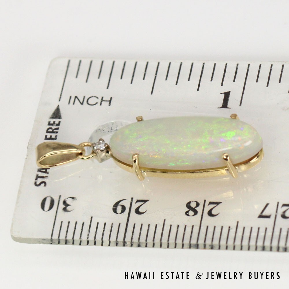 9K Yellow Gold Opal and Diamond Pendant # - Image 5