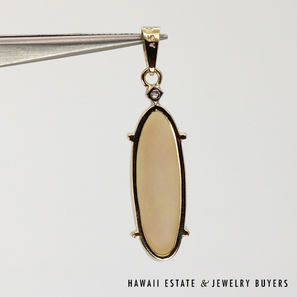 9K Yellow Gold Opal and Diamond Pendant # - Image 3