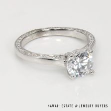 Platinum & Diamond Semi-Mount Ring CZ Center Size 6.5
