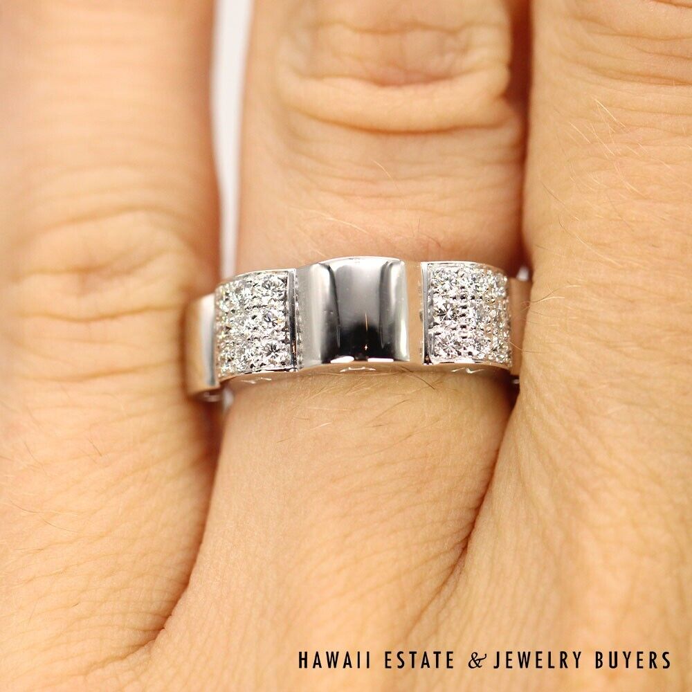 Chanel Camelia Sculptural 18K White Gold Pave Diamond Ring Size 4.5 - Image 7