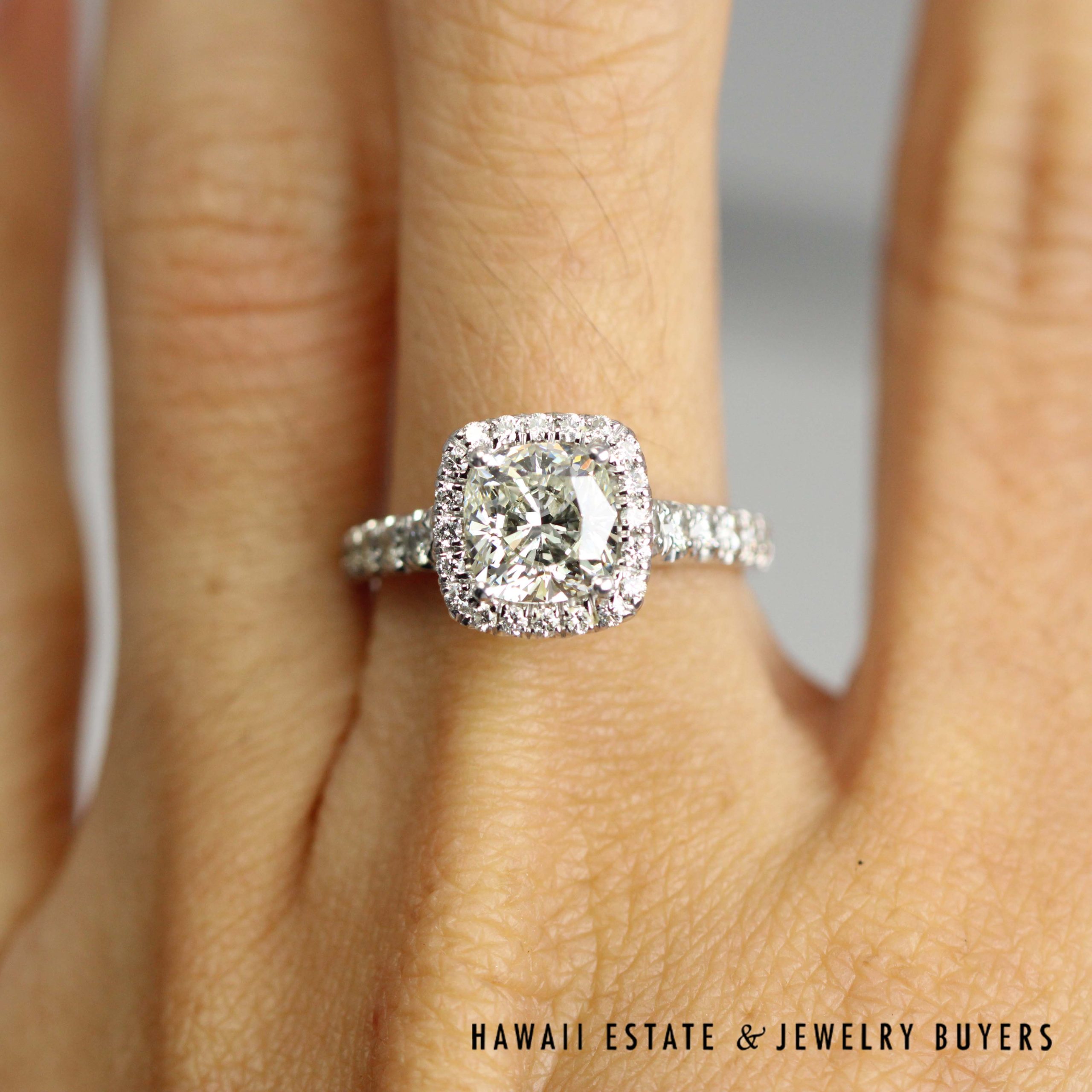 GIA 1.59ct Cushion Brilliant Diamond VVS1/J Halo 18k White Gold Engagement Ring Size 6.5, 6.5g - Image 7