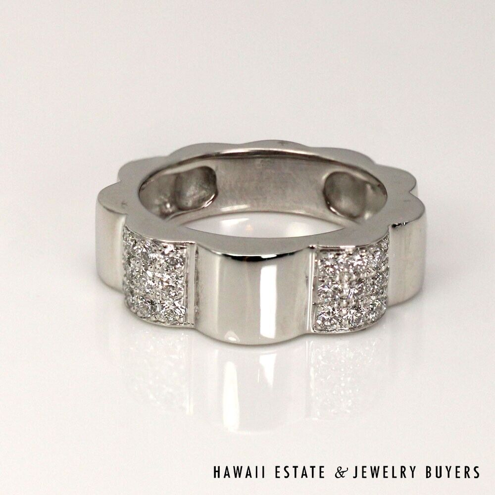 Chanel Camelia Sculptural 18K White Gold Pave Diamond Ring Size 4.5 - Image 3