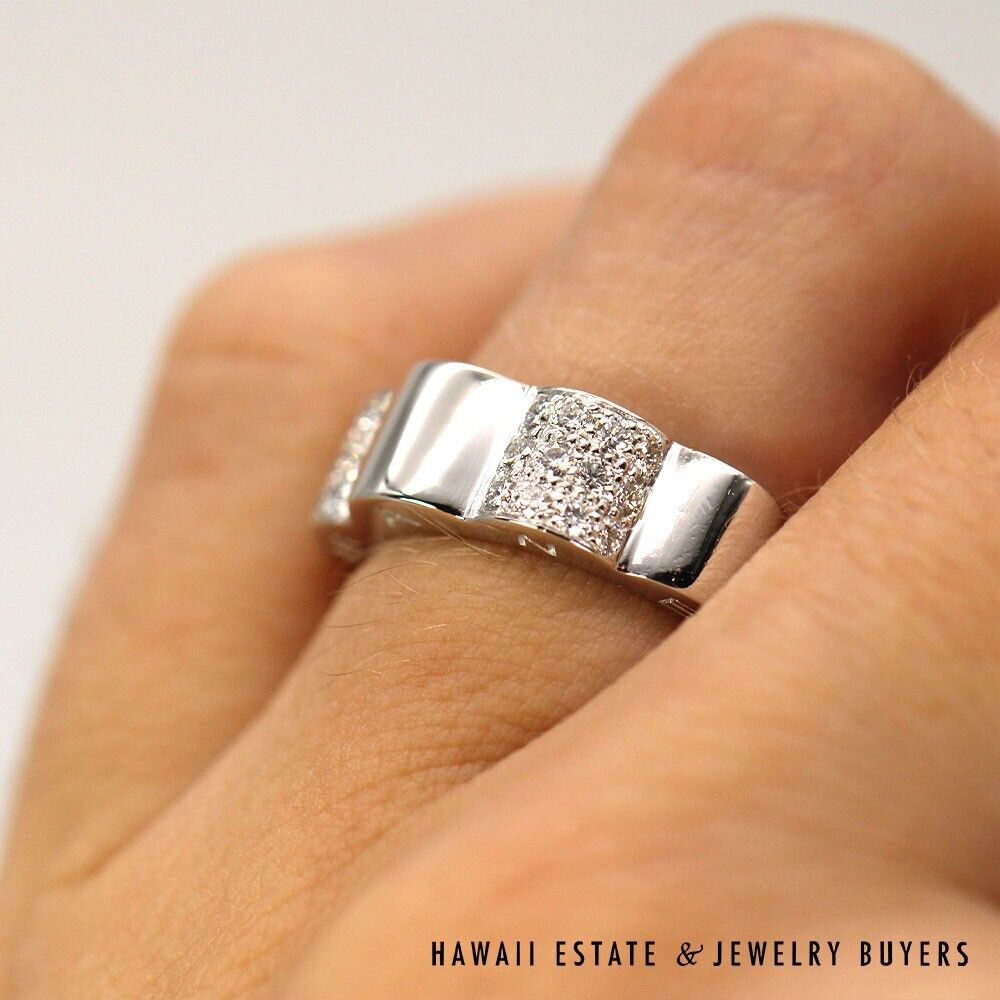 Chanel Camelia Sculptural 18K White Gold Pave Diamond Ring Size 4.5 - Image 9