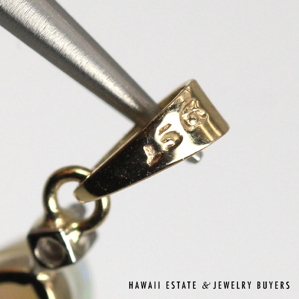 9K Yellow Gold Opal and Diamond Pendant # - Image 9