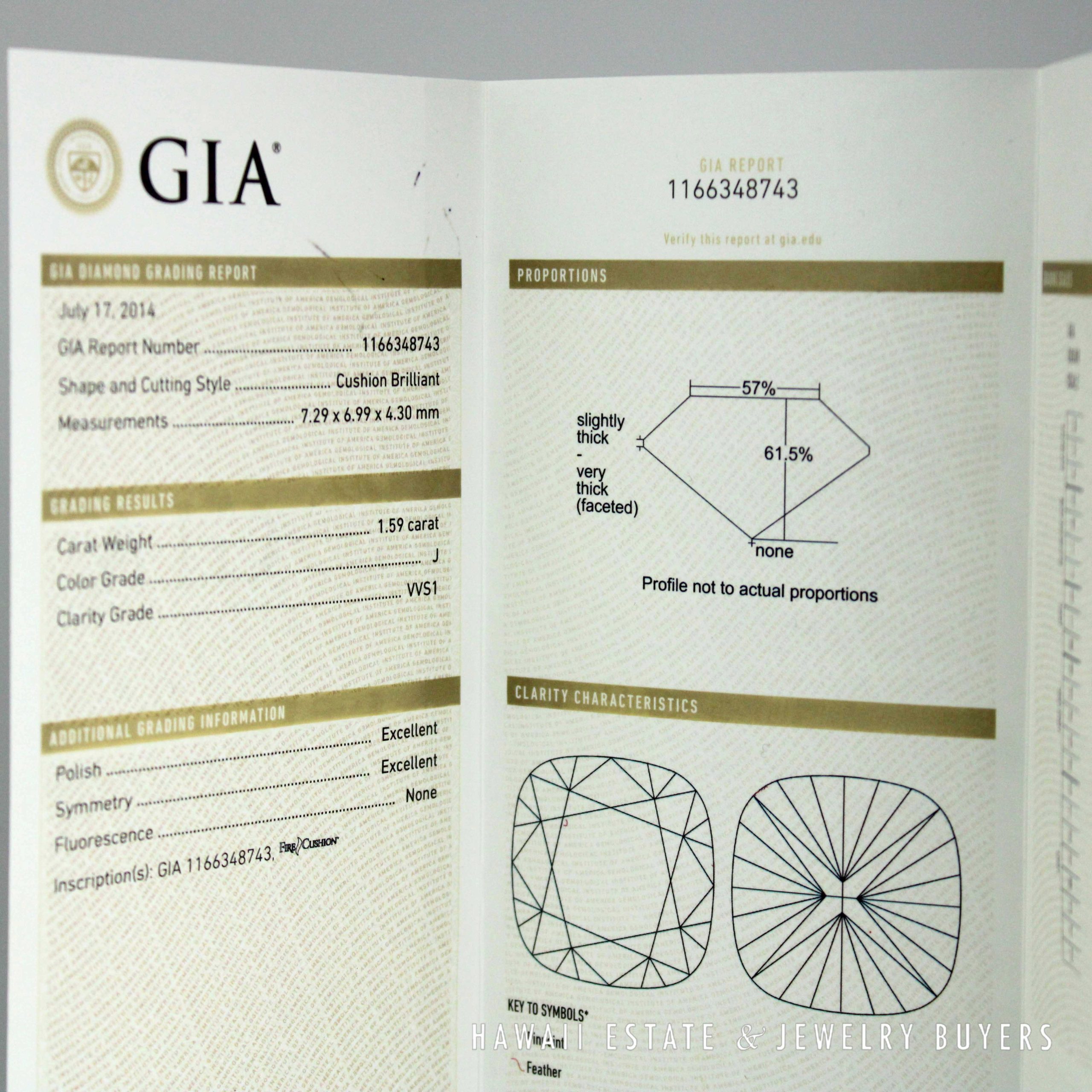 GIA 1.59ct Cushion Brilliant Diamond VVS1/J Halo 18k White Gold Engagement Ring Size 6.5, 6.5g - Image 10