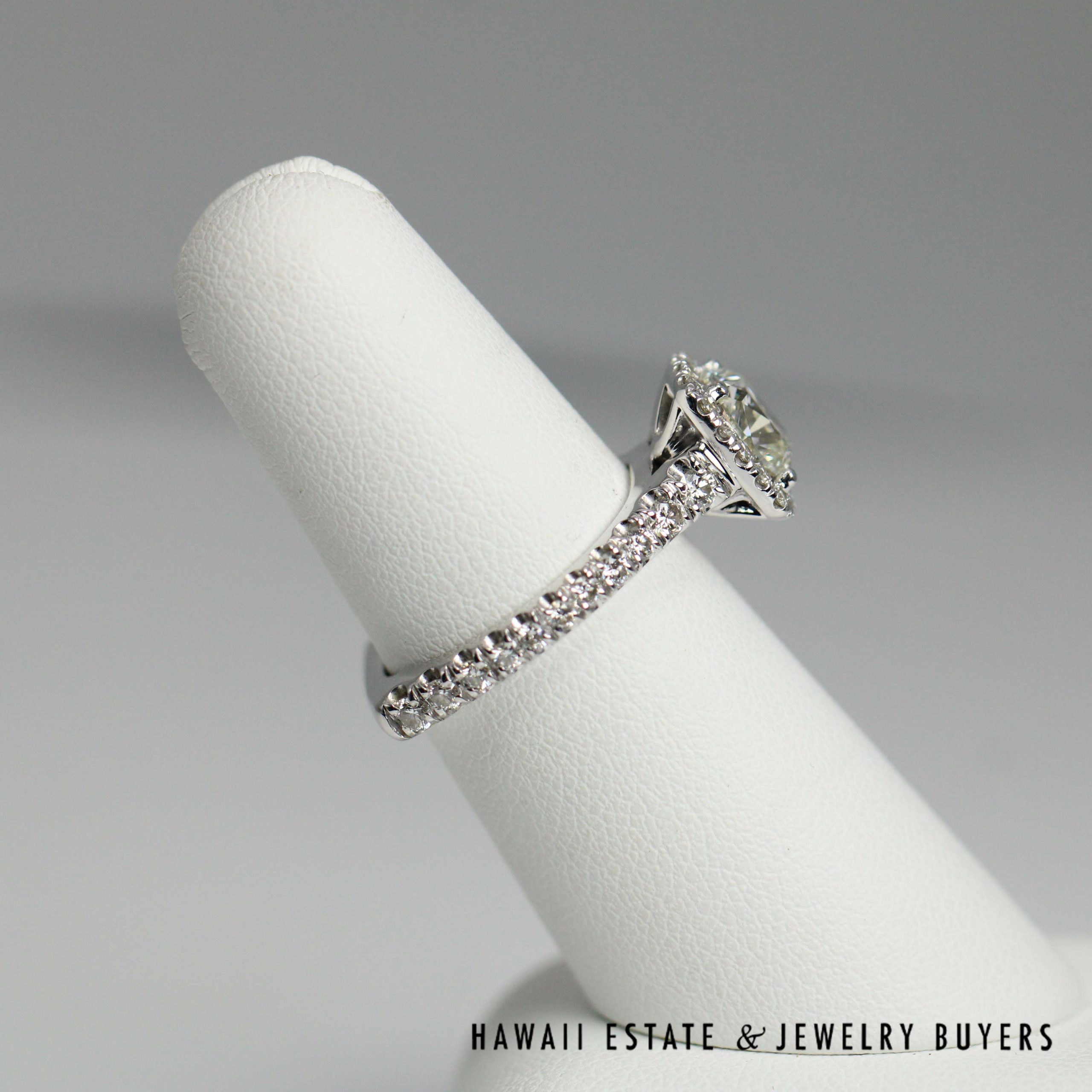 GIA 1.59ct Cushion Brilliant Diamond VVS1/J Halo 18k White Gold Engagement Ring Size 6.5, 6.5g - Image 3