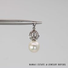 Round Pearl Drop & Diamond Openwork 900 Platinum Pendant