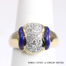 0.43cttw Diamond Lapis Ring Platinum/18k Gold Size 6, 7.8g