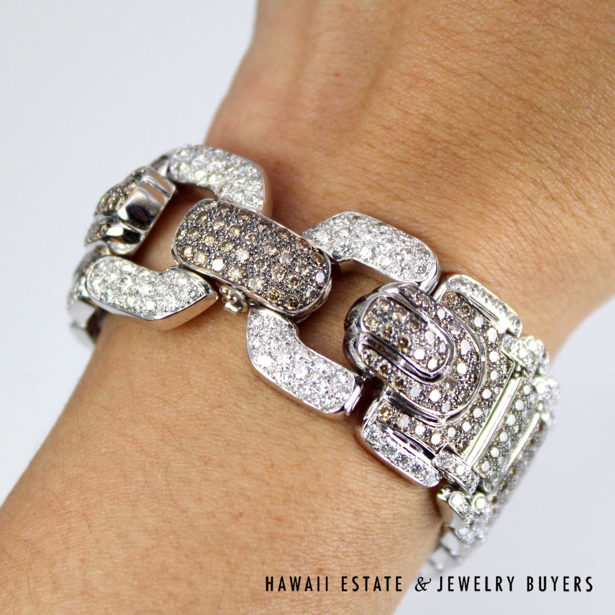 15.50ctw Chocolate and White Diamond 18K Yellow Gold link Bracelet Size 6.5 - 22mm Width - Image 5