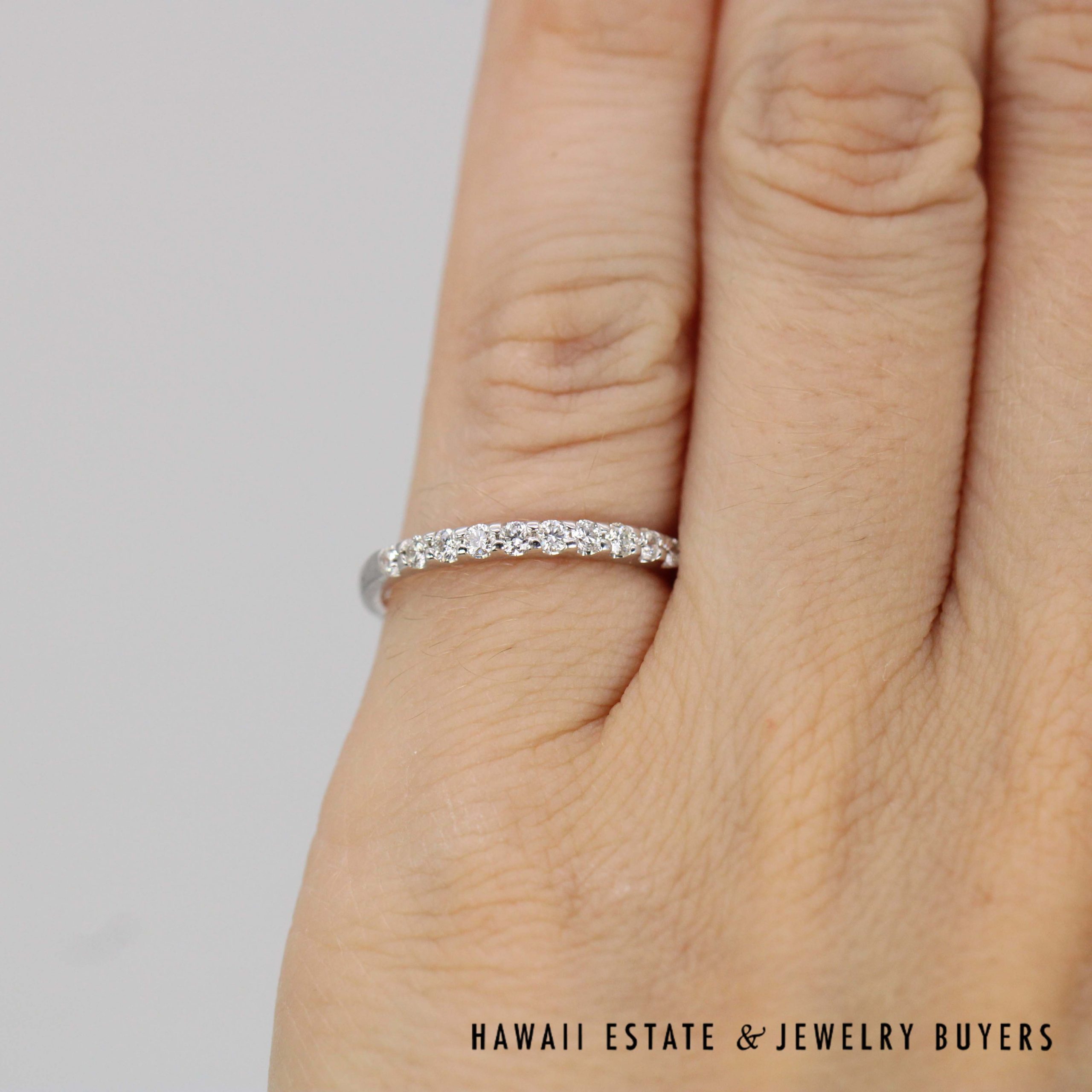 0.20ctw Diamond 14K White Gold Anniversary Band Size 4.5