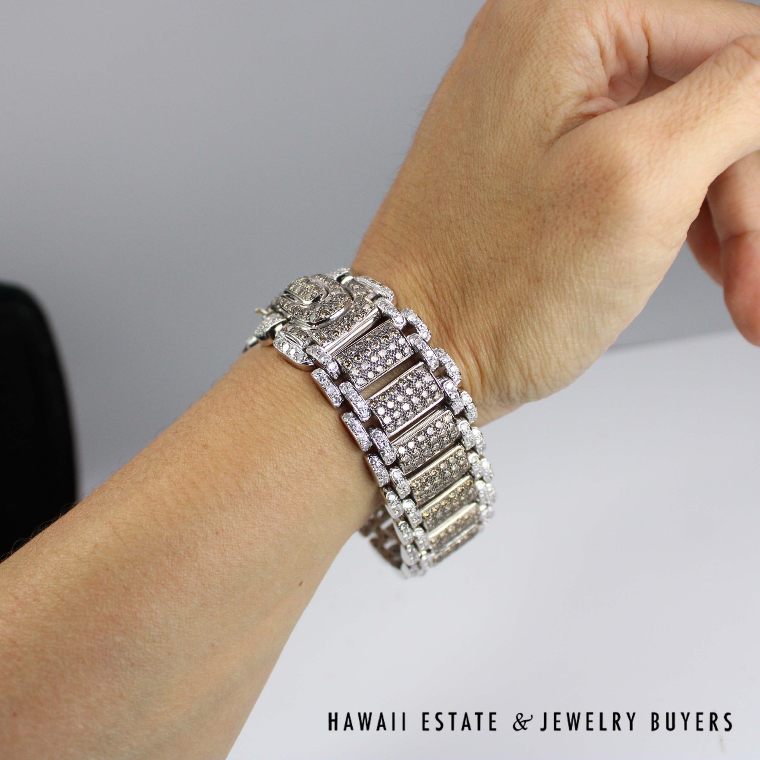 15.50ctw Chocolate and White Diamond 18K Yellow Gold link Bracelet Size 6.5 - 22mm Width - Image 6