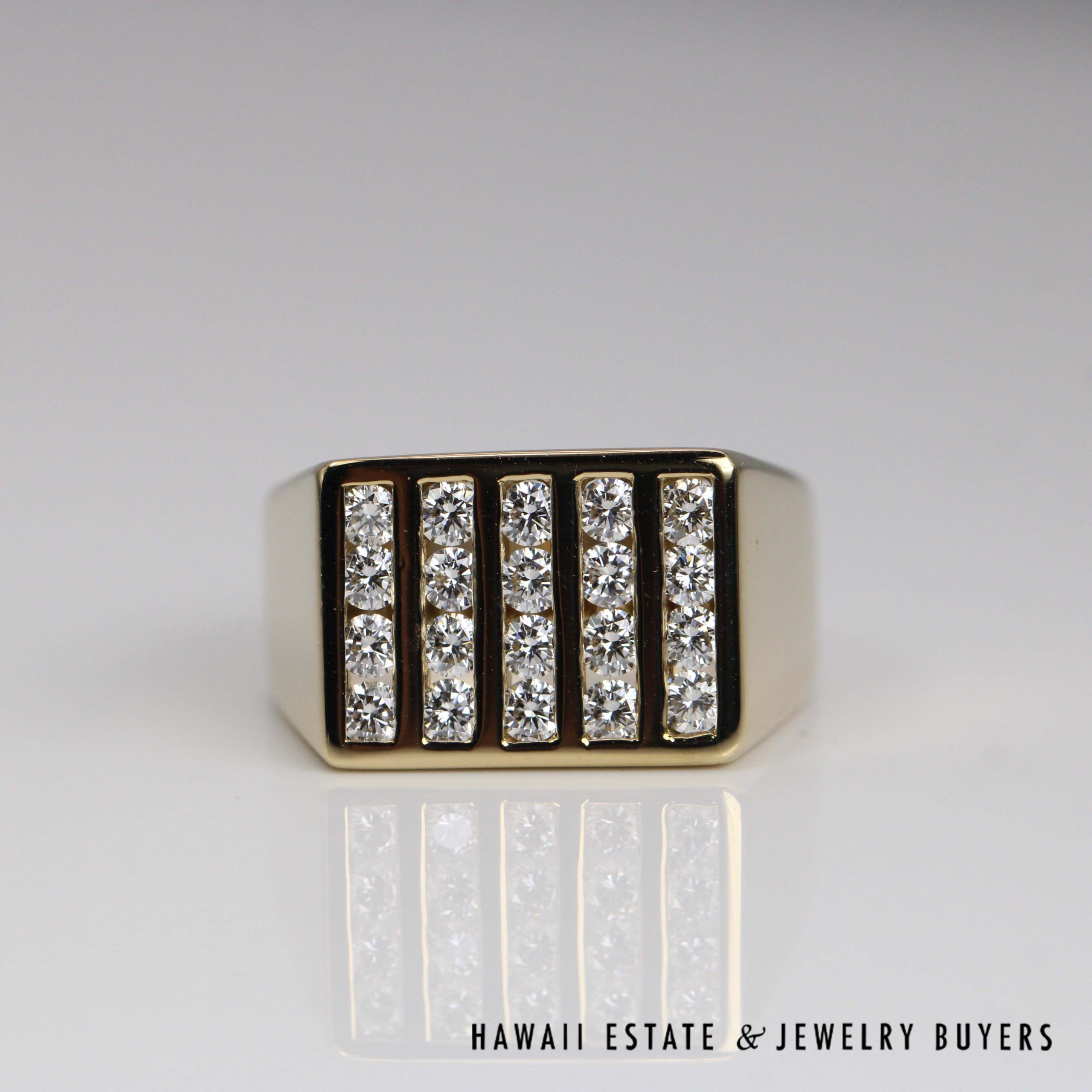 1ctw VVS/FG Diamond Channel Set Gents Ring 18k Yellow Gold Size 9.5, 16.9g - Image 4