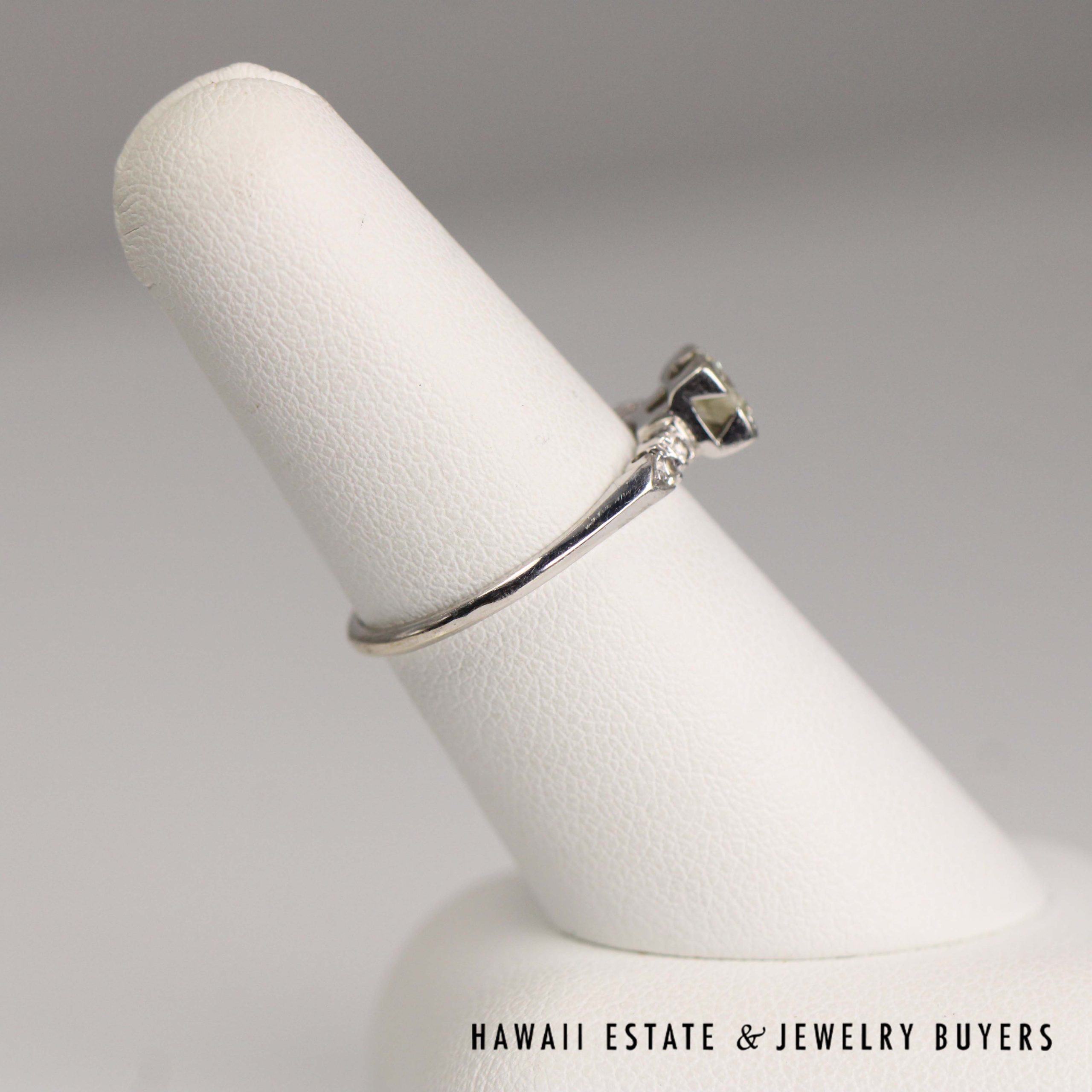 Vintage 0.50ctw Diamond 17k White Gold Engagement Ring Size 7 - Image 7