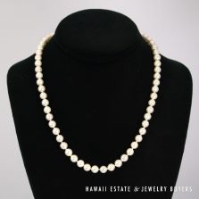 Cultured Pearl Single Strand Necklace 18 Inch with 14K Yellow Gold Clasp