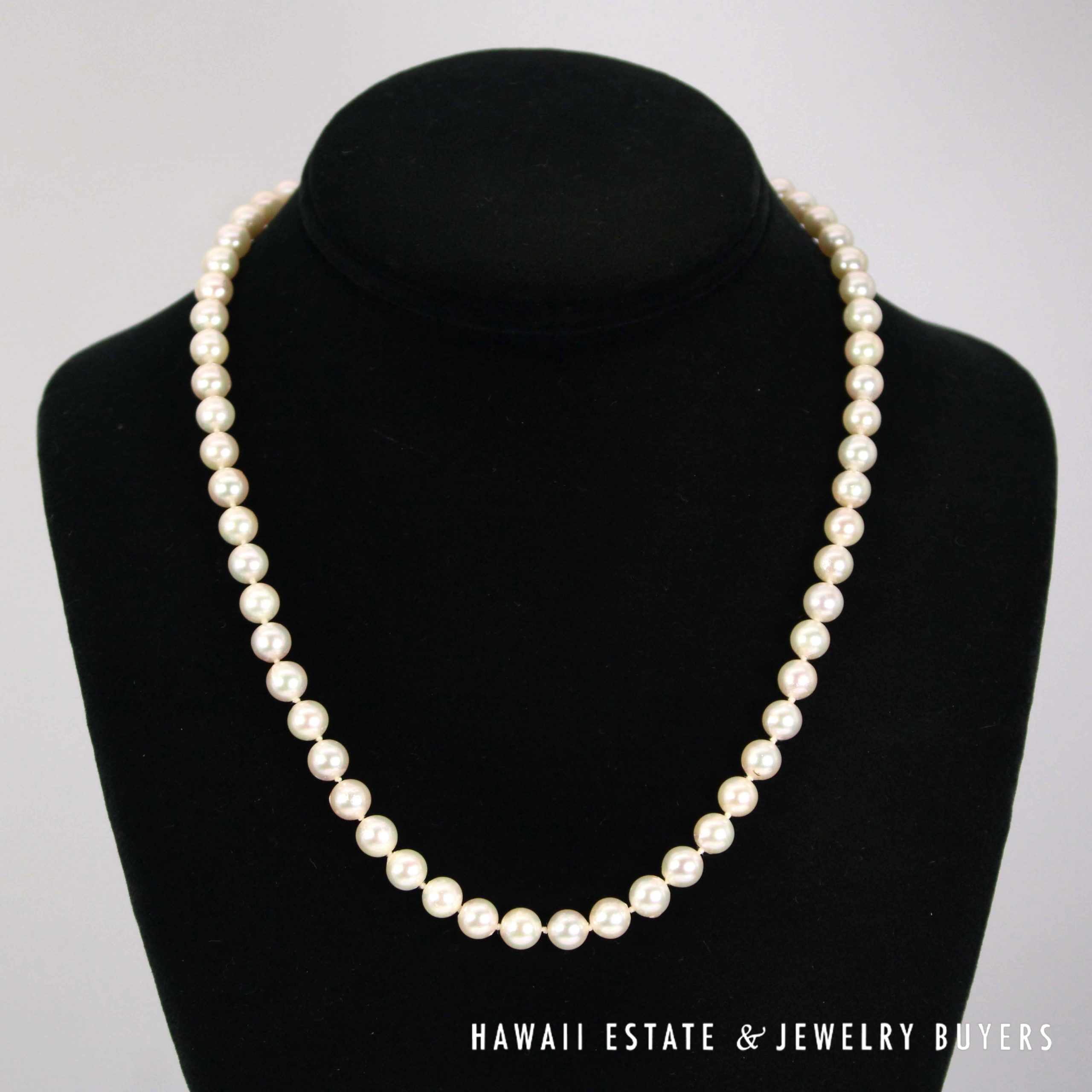 Cultured Pearl Single Strand Necklace 18 Inch with 14K Yellow Gold Clasp