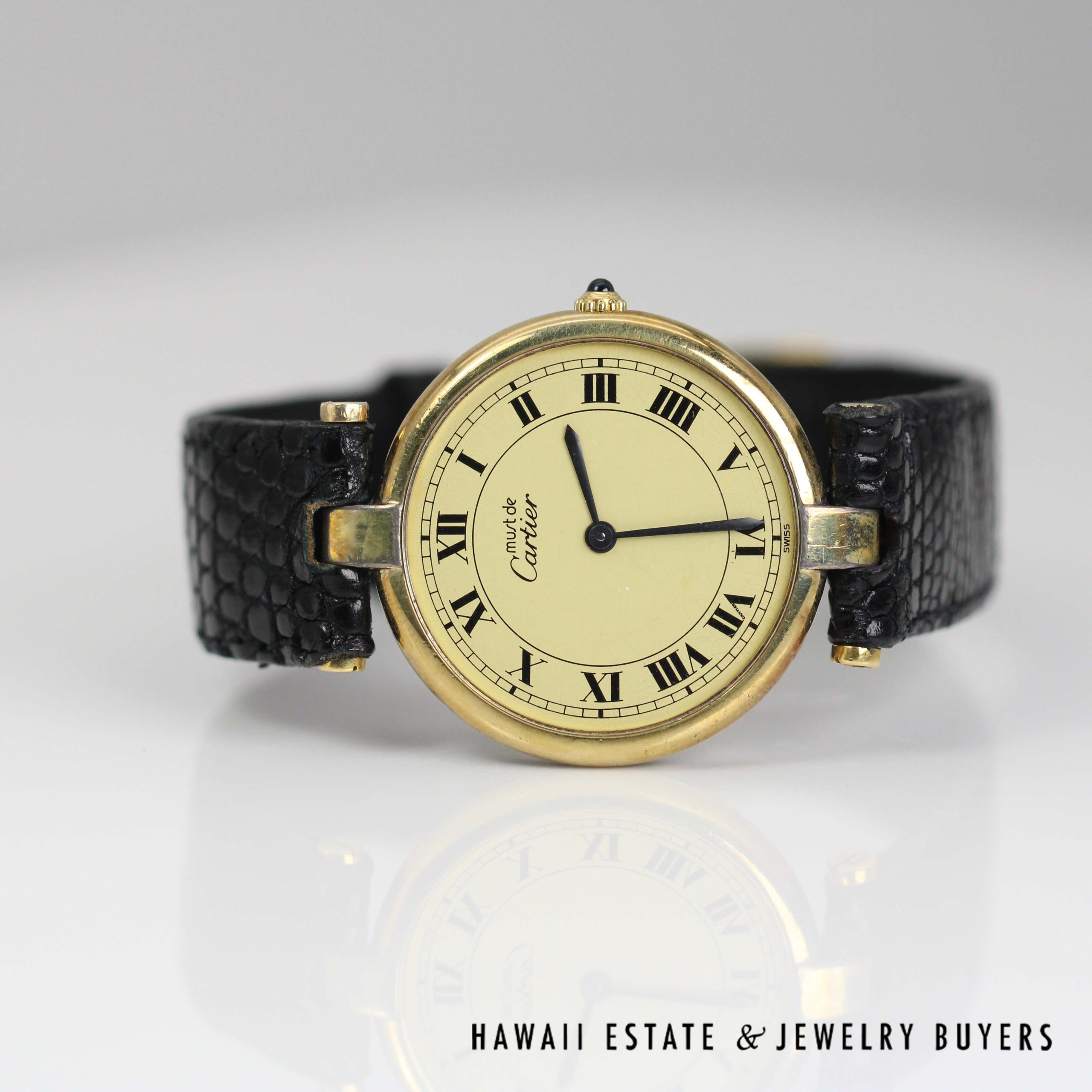 Must De Cartier Vermeil Watch Round Dial & Roman Numerals - Image 4