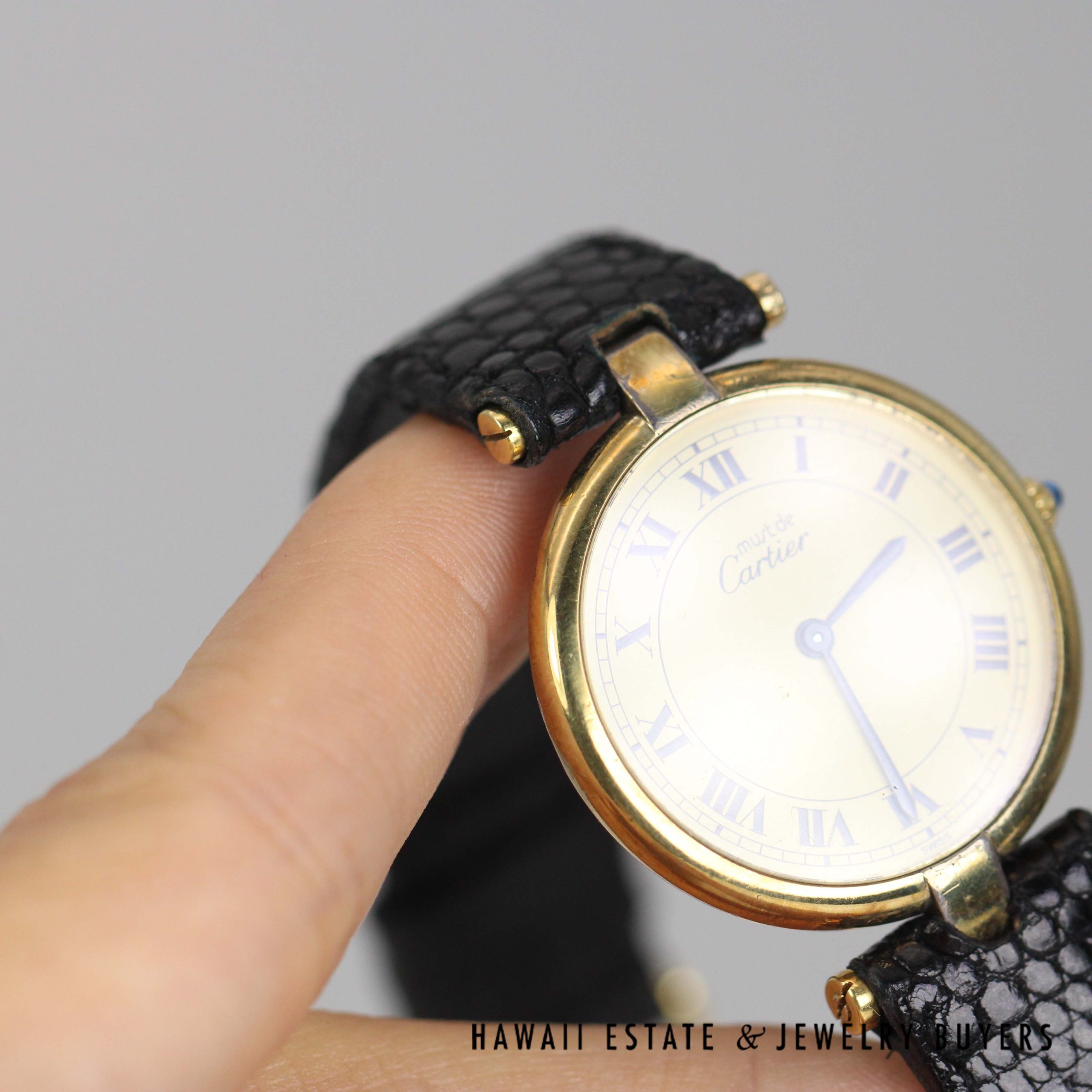 Must De Cartier Vermeil Watch Round Dial & Roman Numerals - Image 7