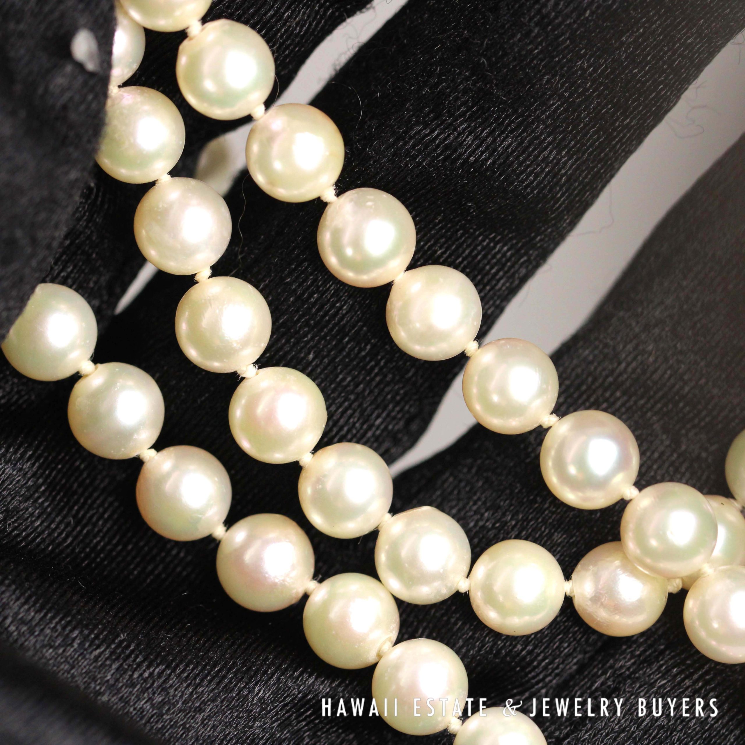 Cultured Pearl Single Strand Necklace 18 Inch with 14K Yellow Gold Clasp - Image 8