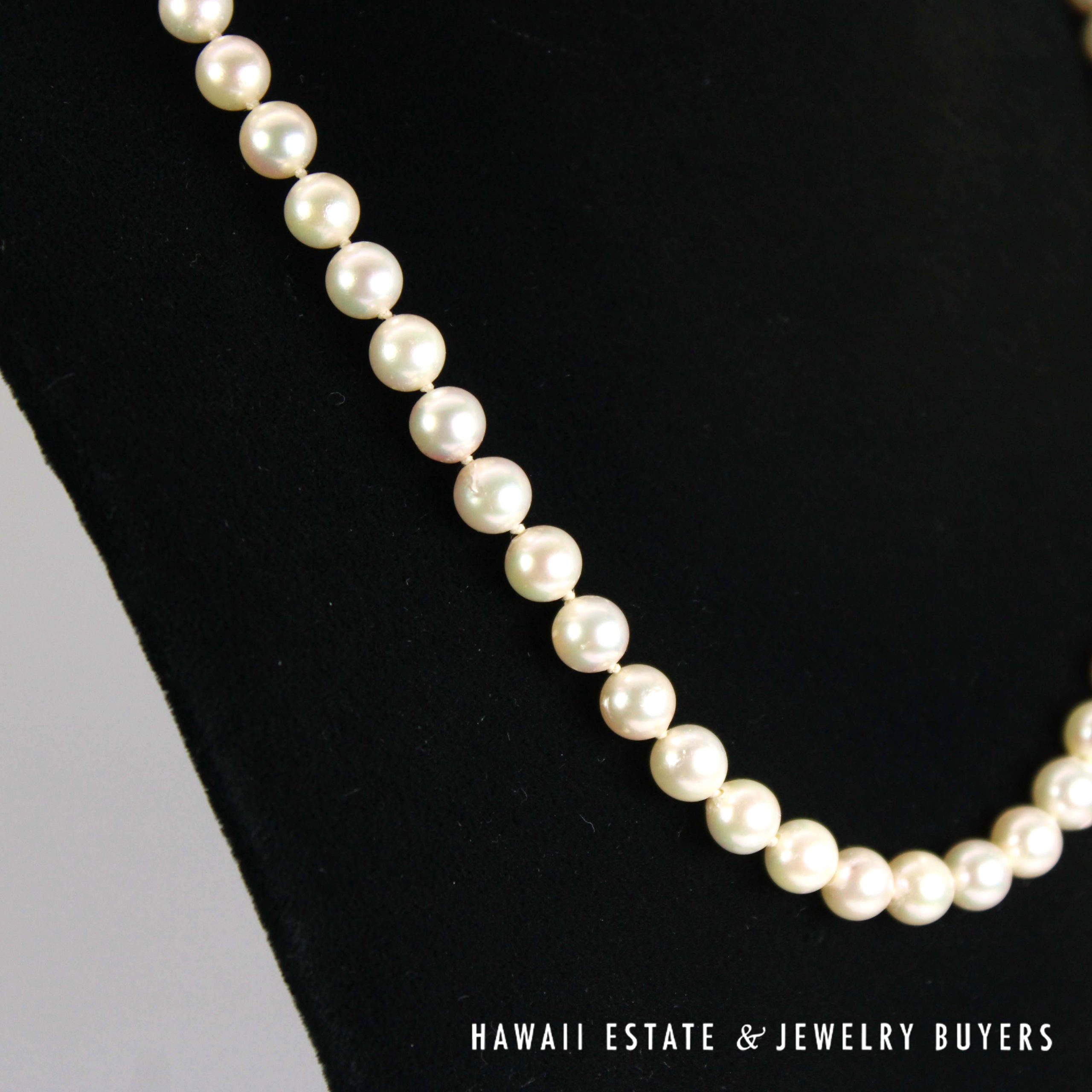 Cultured Pearl Single Strand Necklace 18 Inch with 14K Yellow Gold Clasp - Image 2