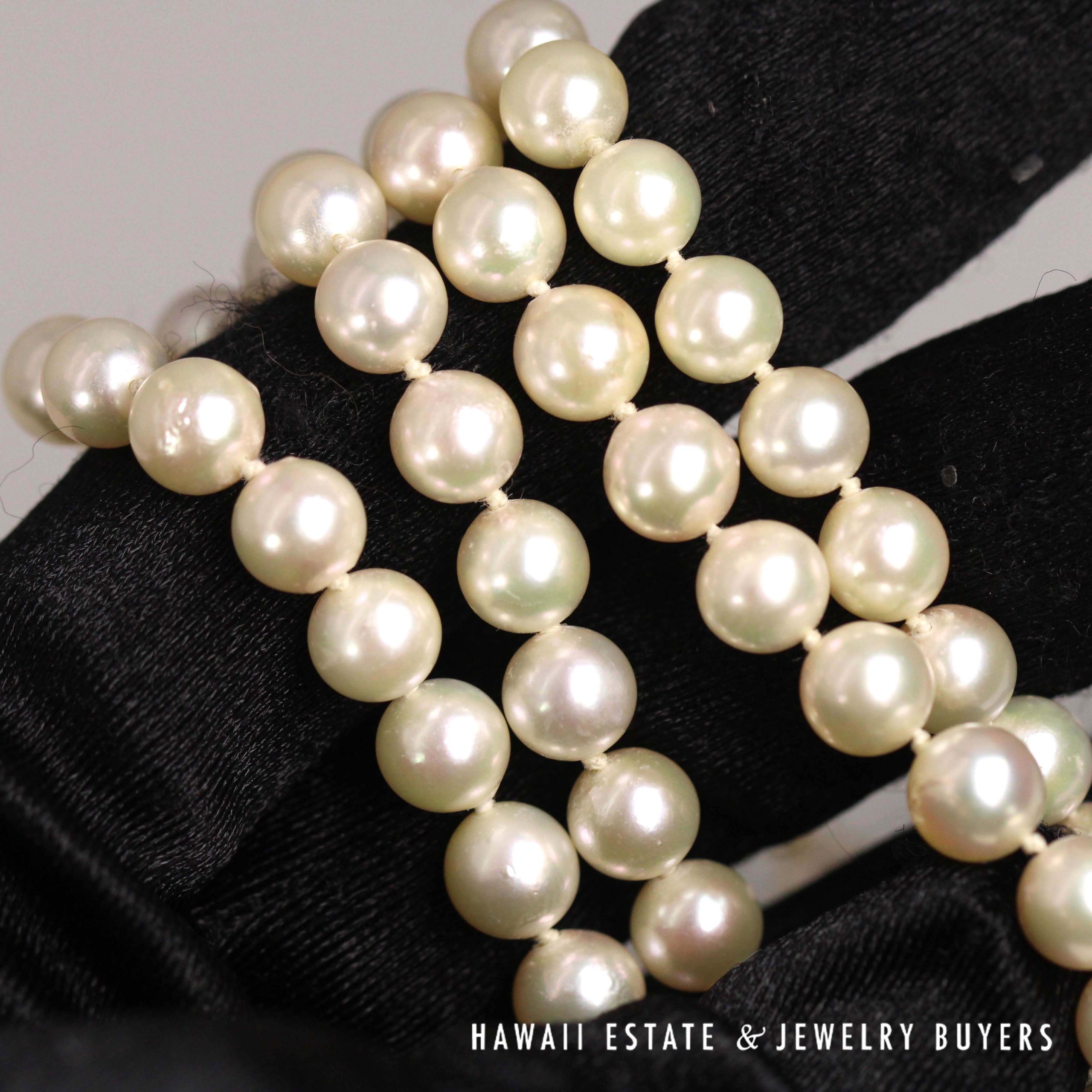 Cultured Pearl Single Strand Necklace 18 Inch with 14K Yellow Gold Clasp - Image 10