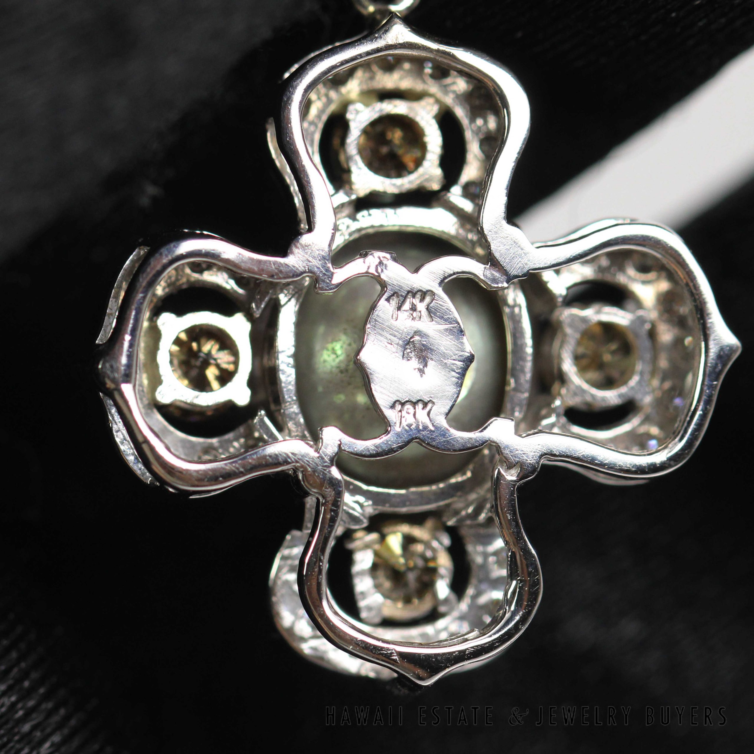 South Sea 12.2mm round Pearl's with 1ctw Brown Diamond & 0.34ctw Diamond 14K White Gold Pendant - Image 8