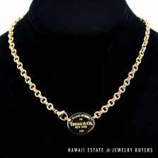 Tiffany & Co. Return to Tiffany 18K Yellow Gold Oval Necklace 16"