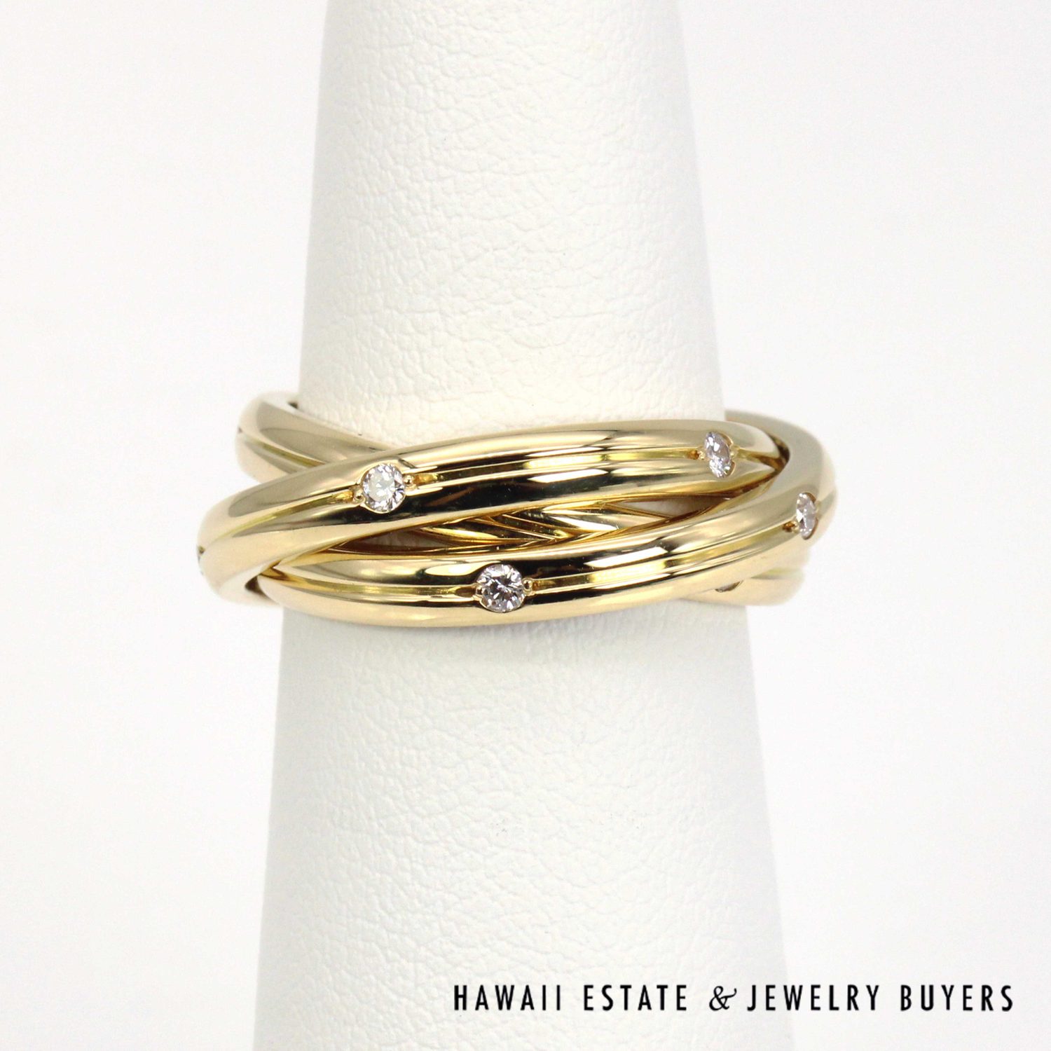 AUTHENTIC CARTIER TRINITY DIAMOND 18K YELLOW GOLD HALF  CARTIER Authentic 18k Gold Trinity Ring #51 main image 2