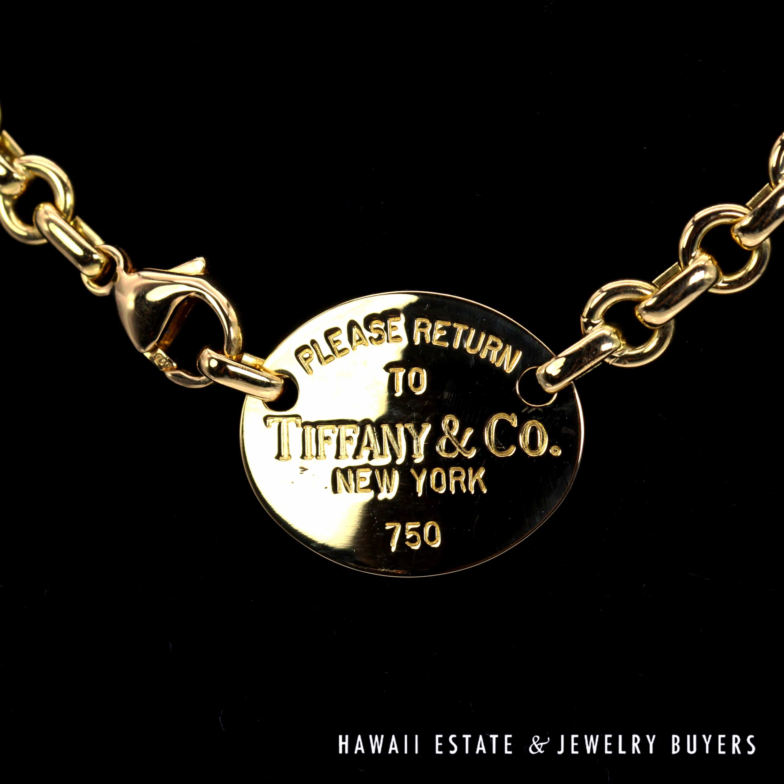 Tiffany & Co. Return to Tiffany 18K Yellow Gold Oval Necklace 16