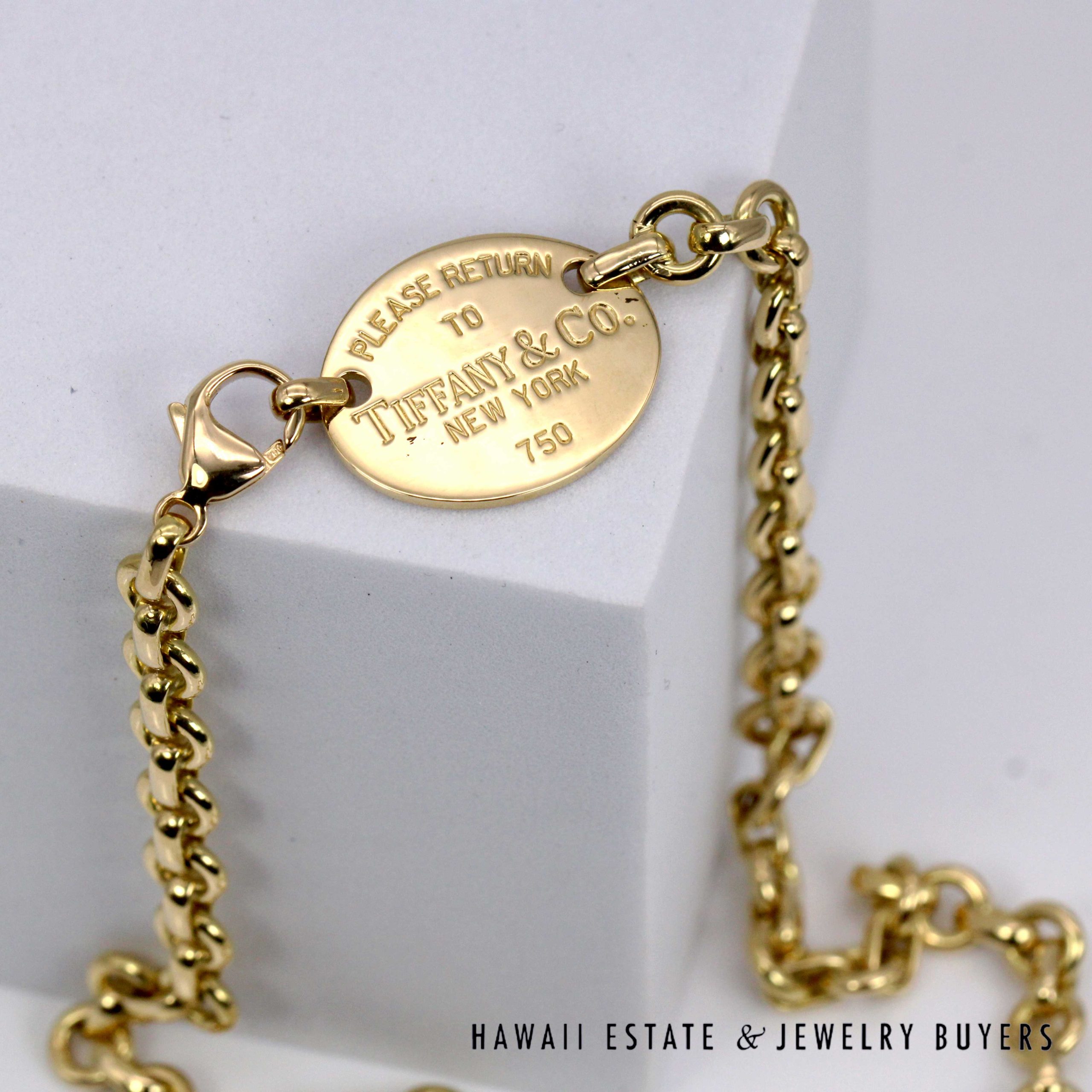 Tiffany & Co. Return to Tiffany 18K Yellow Gold Oval Necklace 16