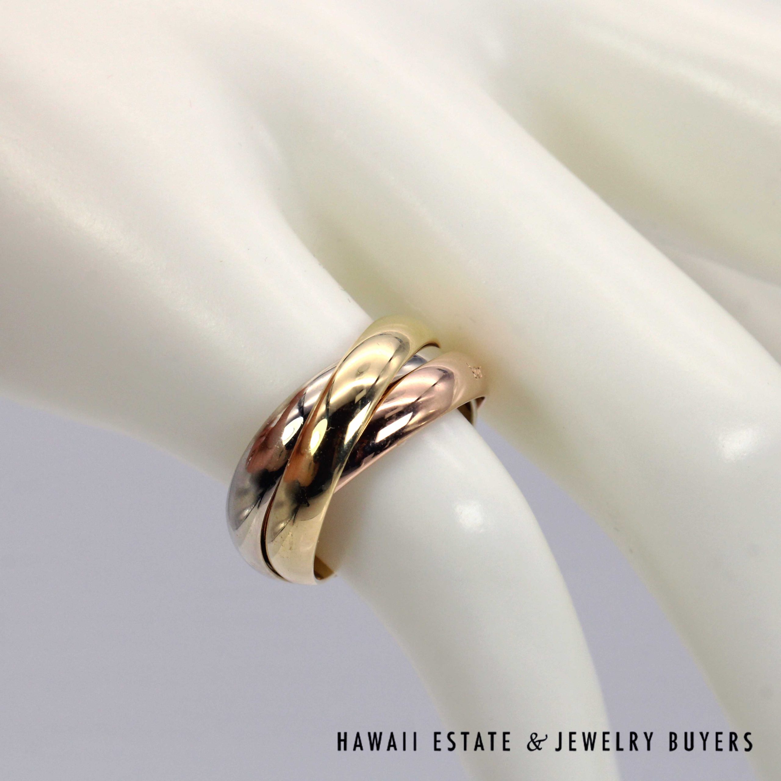 Cartier Les Must De Cartier Trinity 18K Tri-Tone Gold Ring Size 47