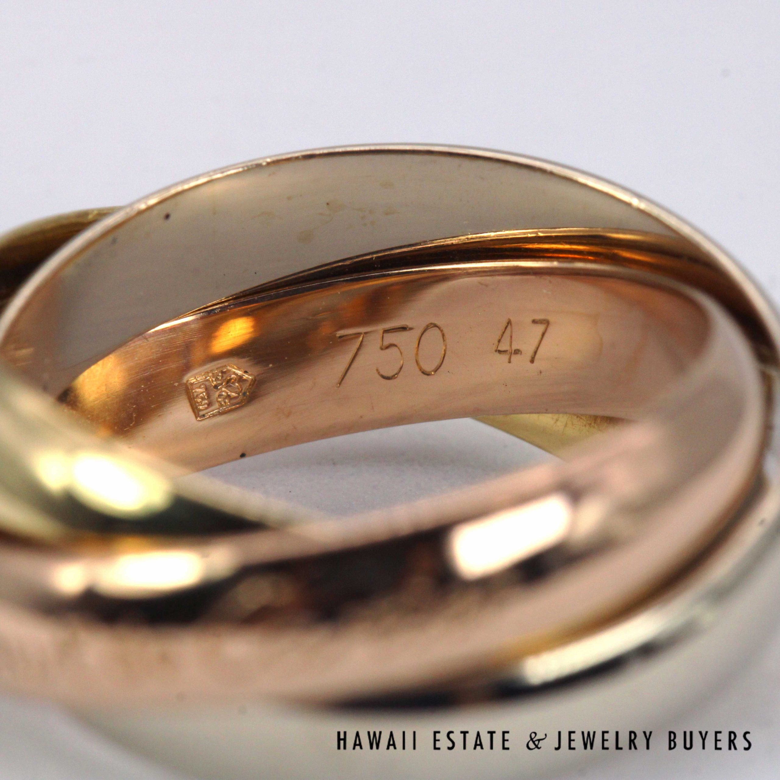 Cartier Les Must De Cartier Trinity 18K Tri-Tone Gold Ring Size 47