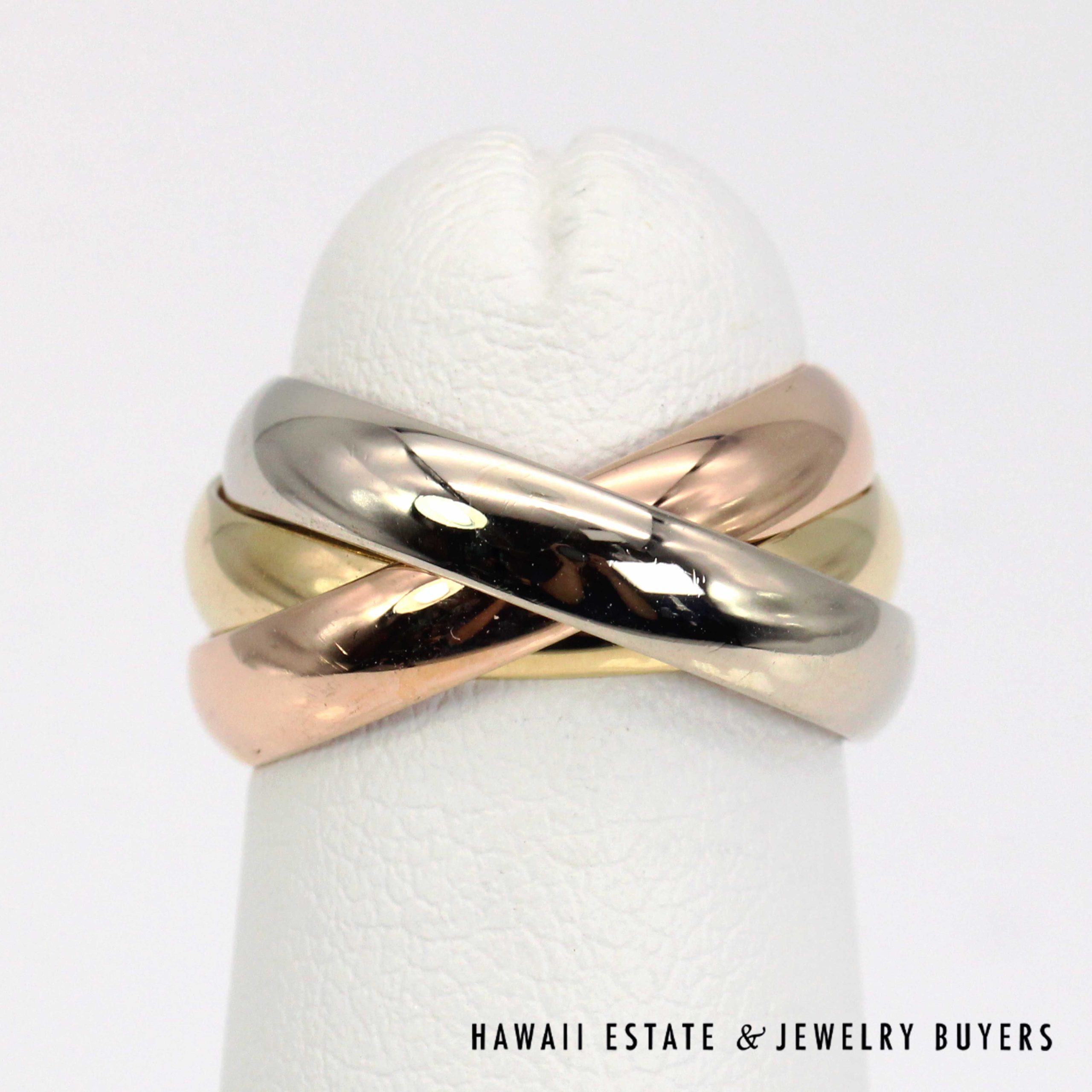 Cartier Les Must De Cartier Trinity 18K Tri-Tone Gold Ring Size 47