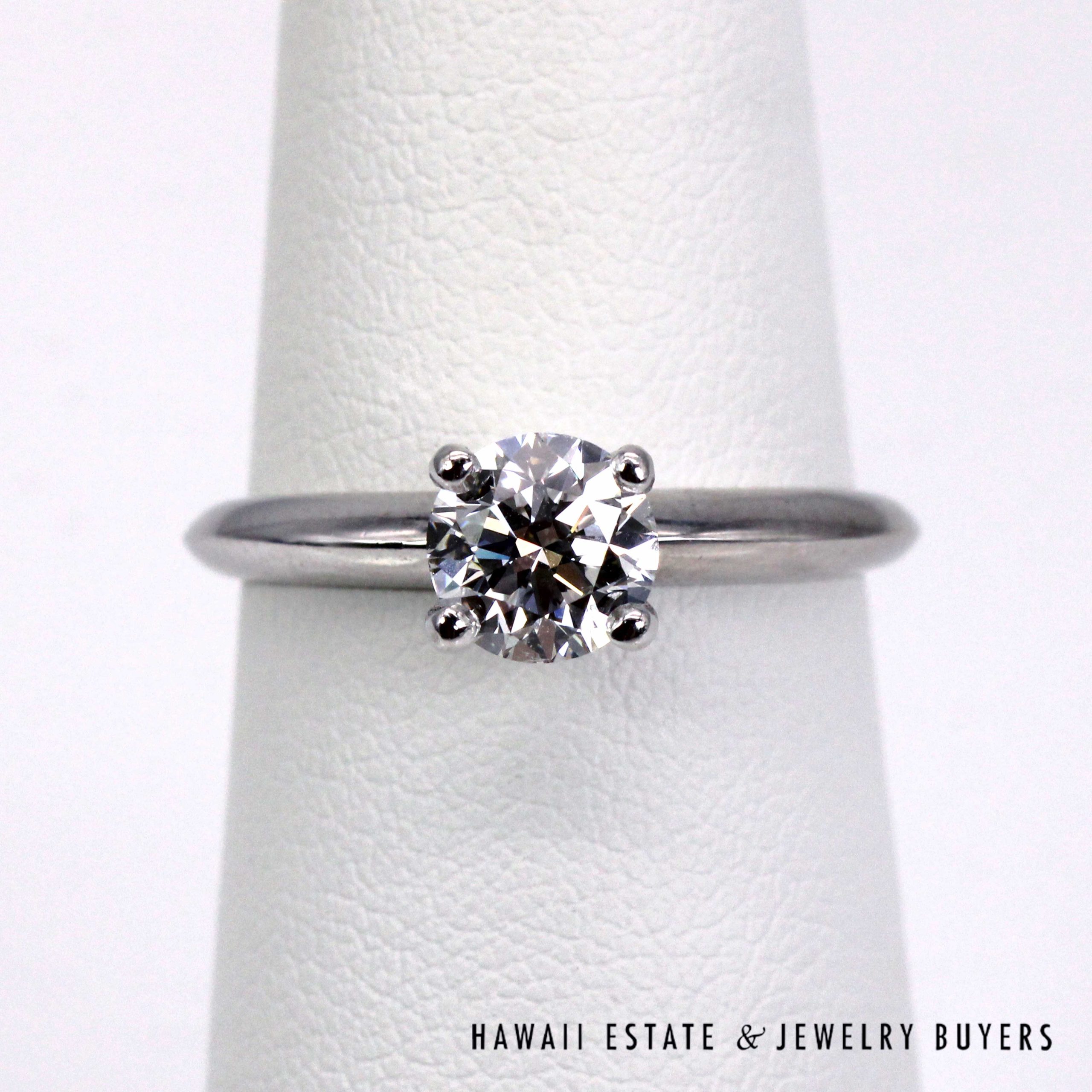 GIA 1CT Round Brilliant Natural Diamond Platinum Engagement Ring Sz 7 - Image 3