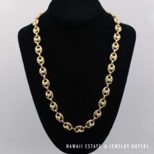 Vintage Gucci Puff Link 18K Yellow Gold Necklace 24"