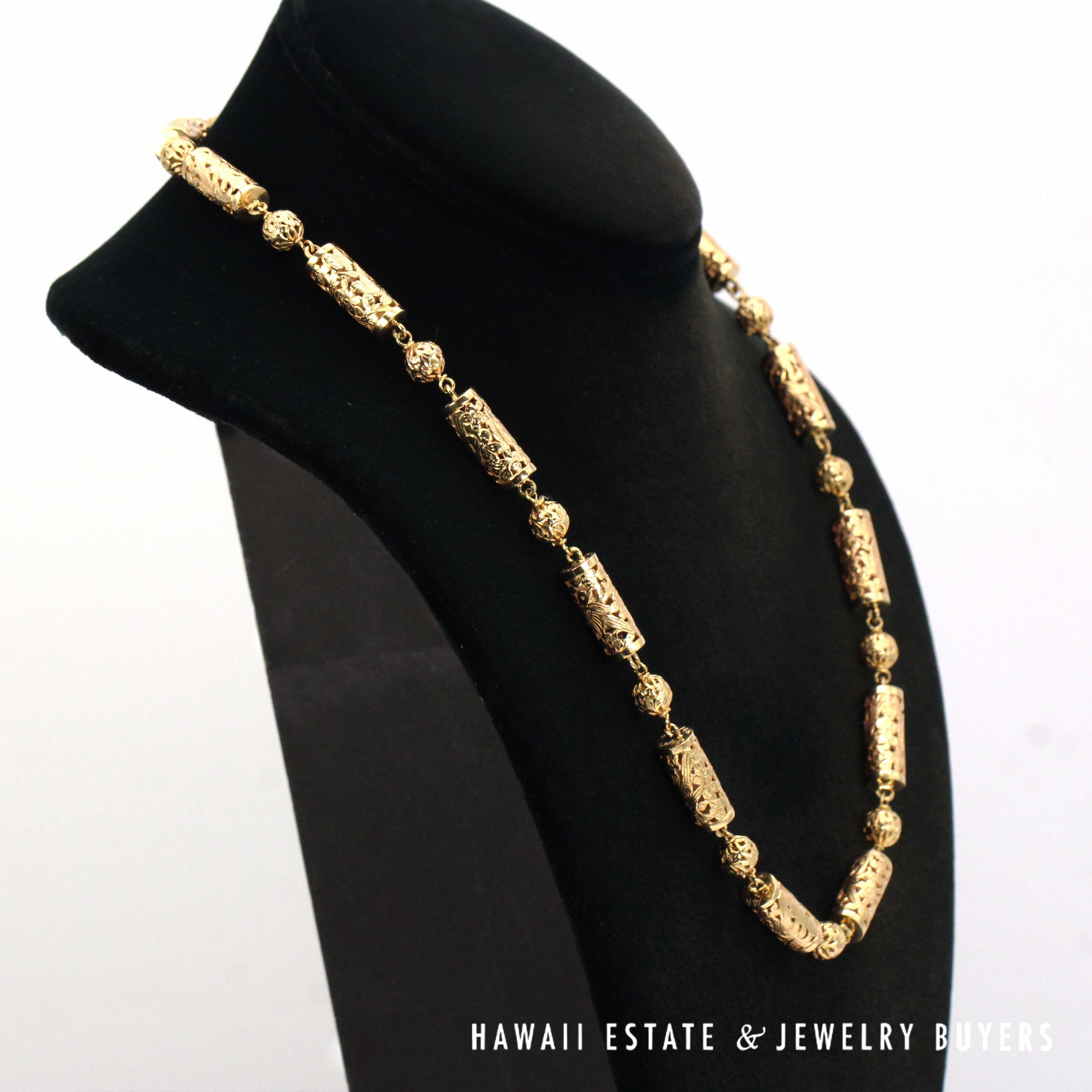 Ming's Hawaii Ball and Cylinder 14K Yellow Gold Necklace 20.5