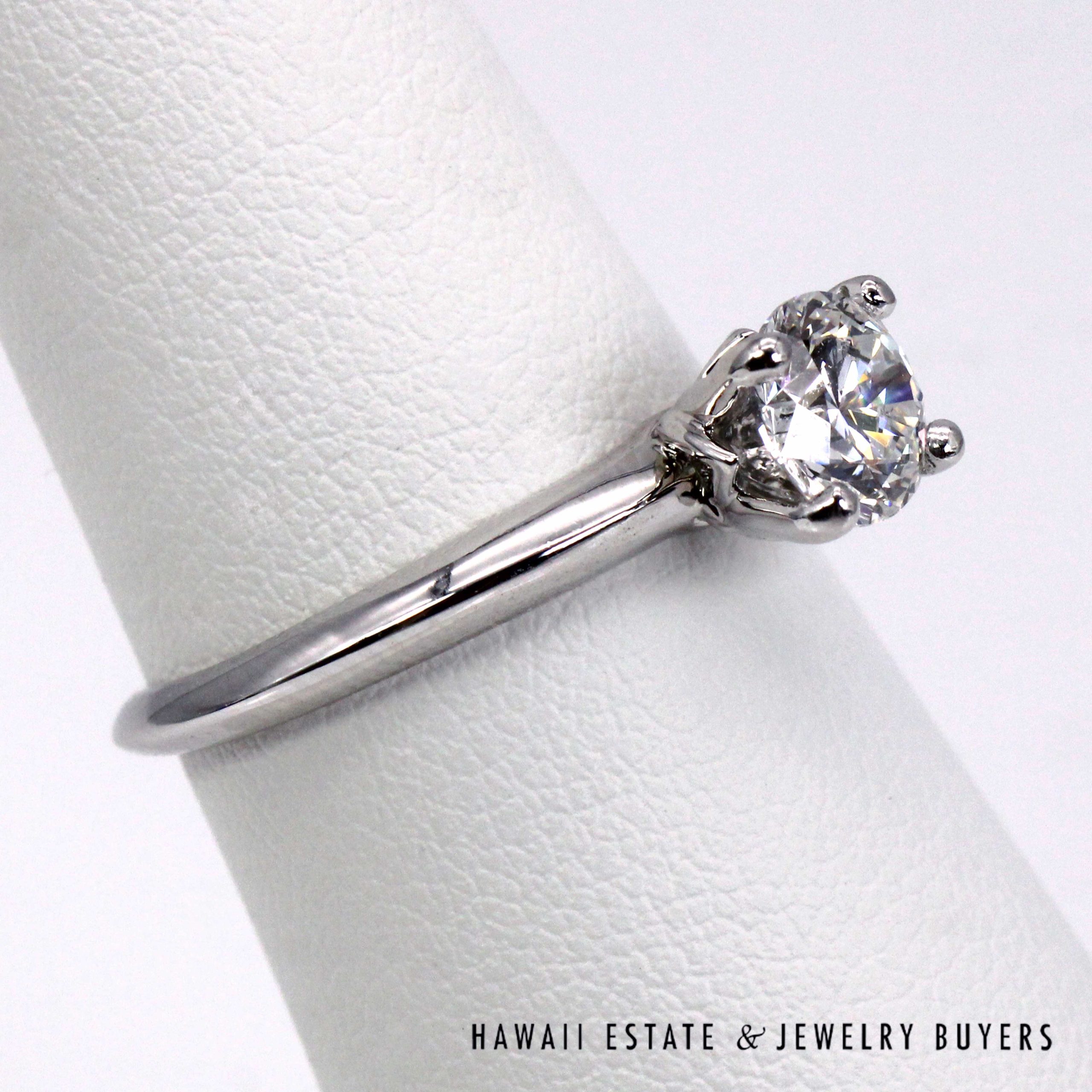 GIA 1CT Round Brilliant Natural Diamond Platinum Engagement Ring Sz 7 - Image 4
