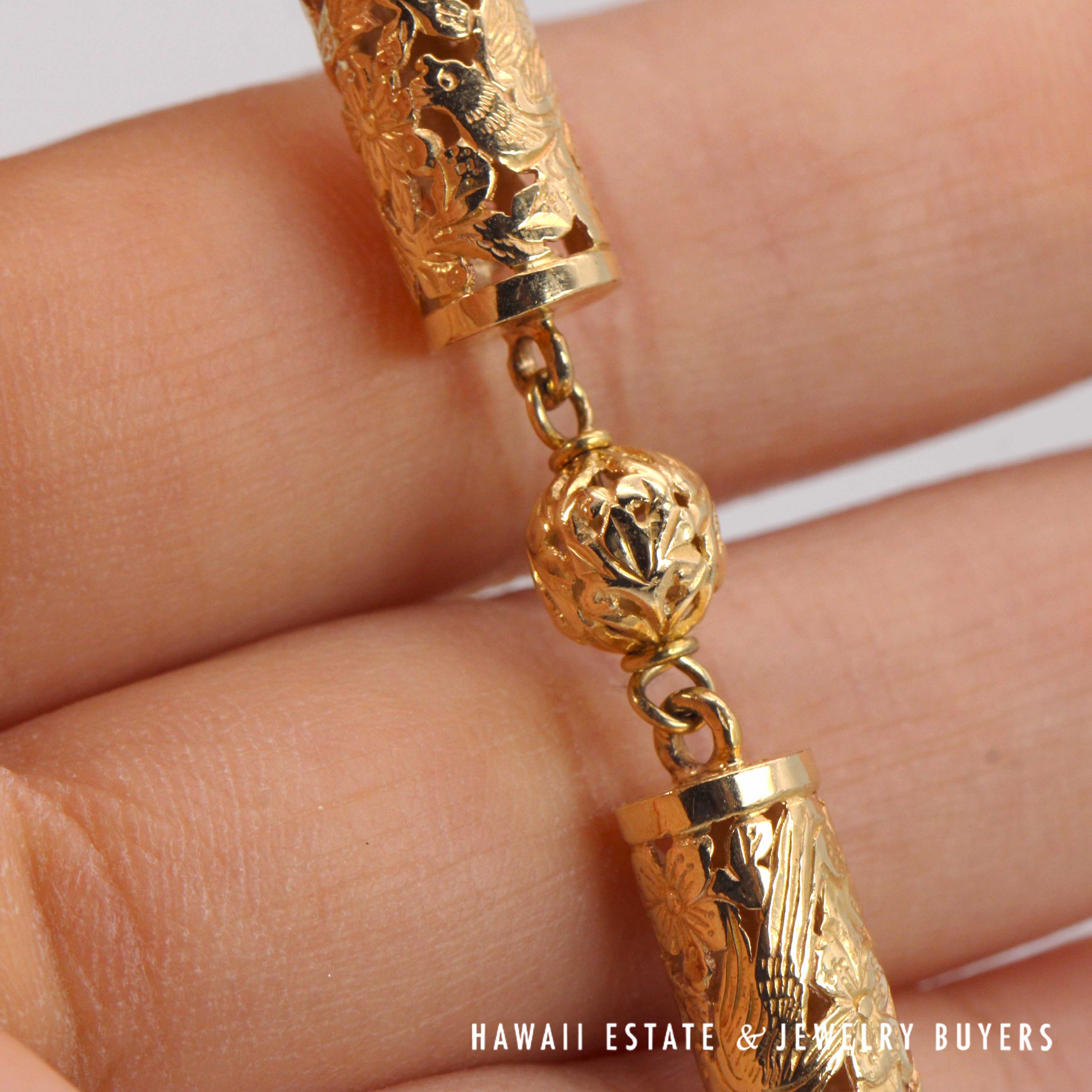 Ming's Hawaii Ball and Cylinder 14K Yellow Gold Necklace 20.5