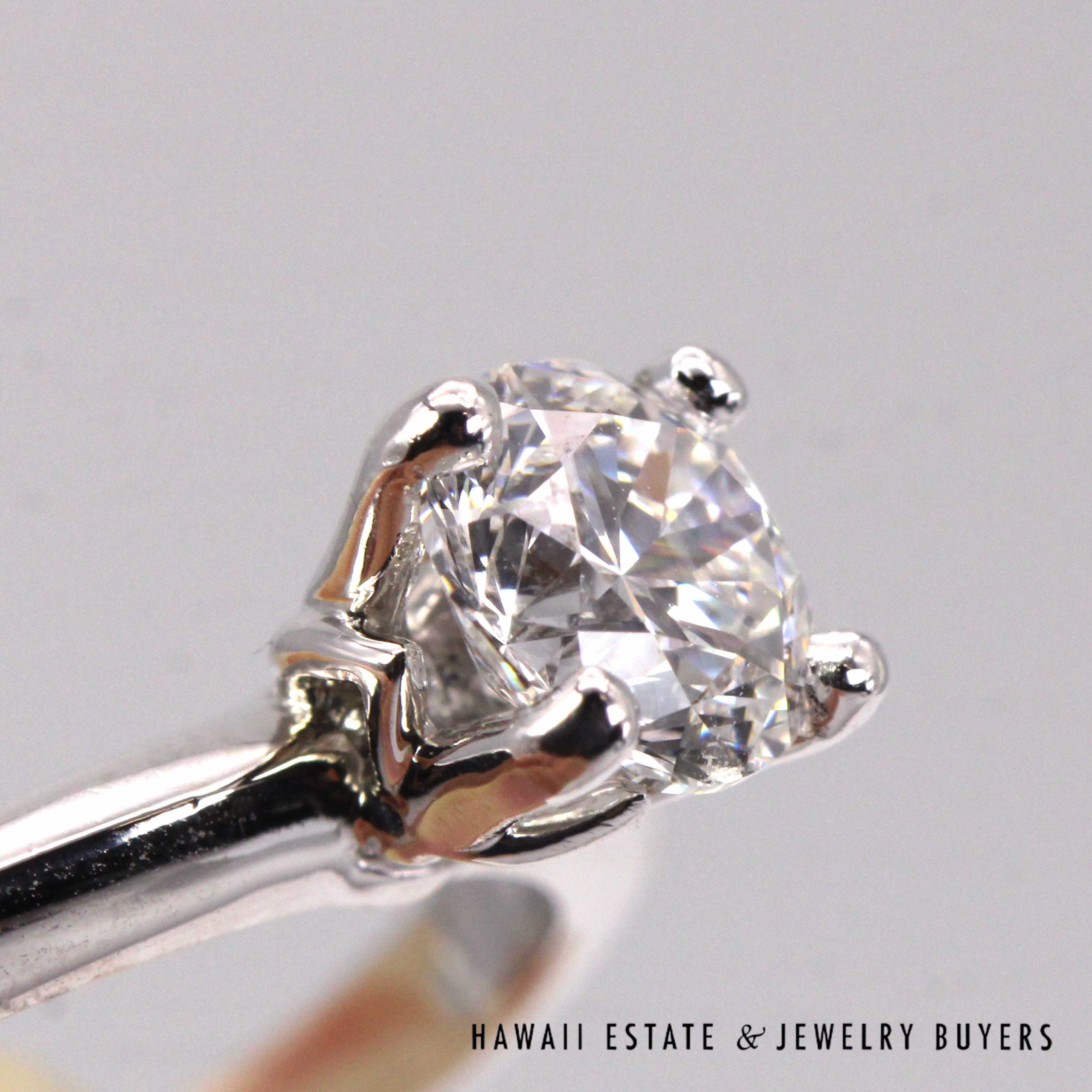 GIA 1CT Round Brilliant Natural Diamond Platinum Engagement Ring Sz 7 - Image 2