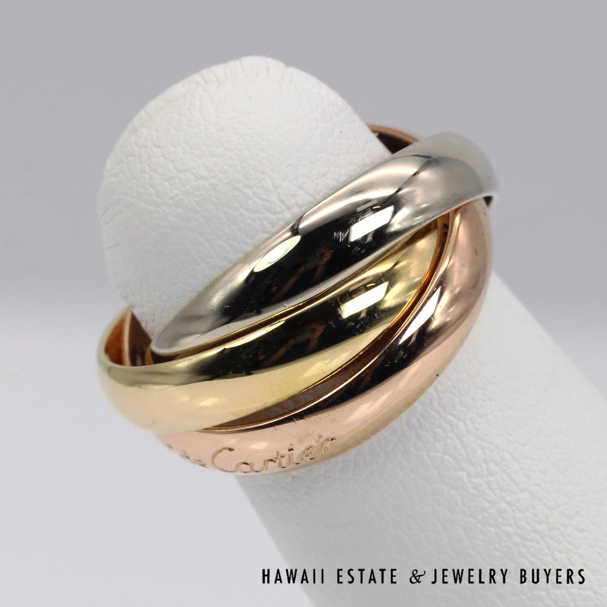 Cartier Les Must De Cartier Trinity 18K Tri-Tone Gold Ring Size 47